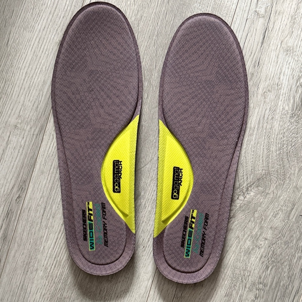 Skechers wide fit air cooled memory foam yoga mat arch insoles size 9.5 new